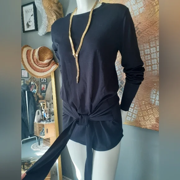 Nwt Zara Silk/Cotton Blend Tie Waist Sweater - Picture 13 of 15